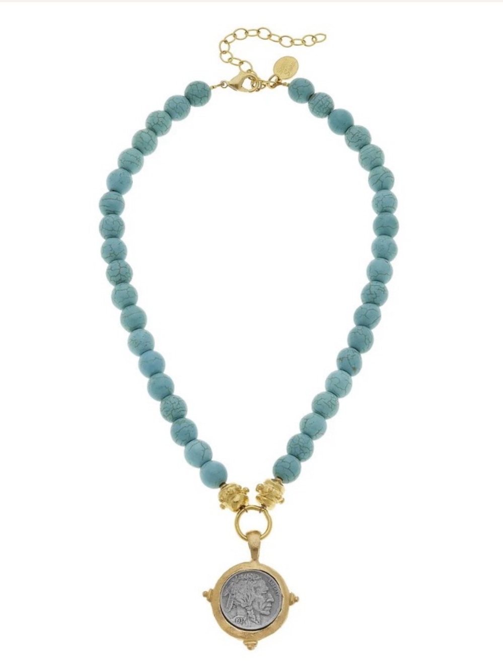 Susan Shaw American Indian Nickel Turquoise Necklace
